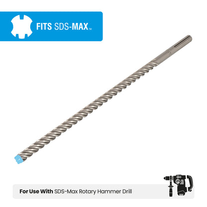 3/4" x 21" SDS-Max 4-Cutter Carbide-Tipped Rotary Hammer Drill Bit