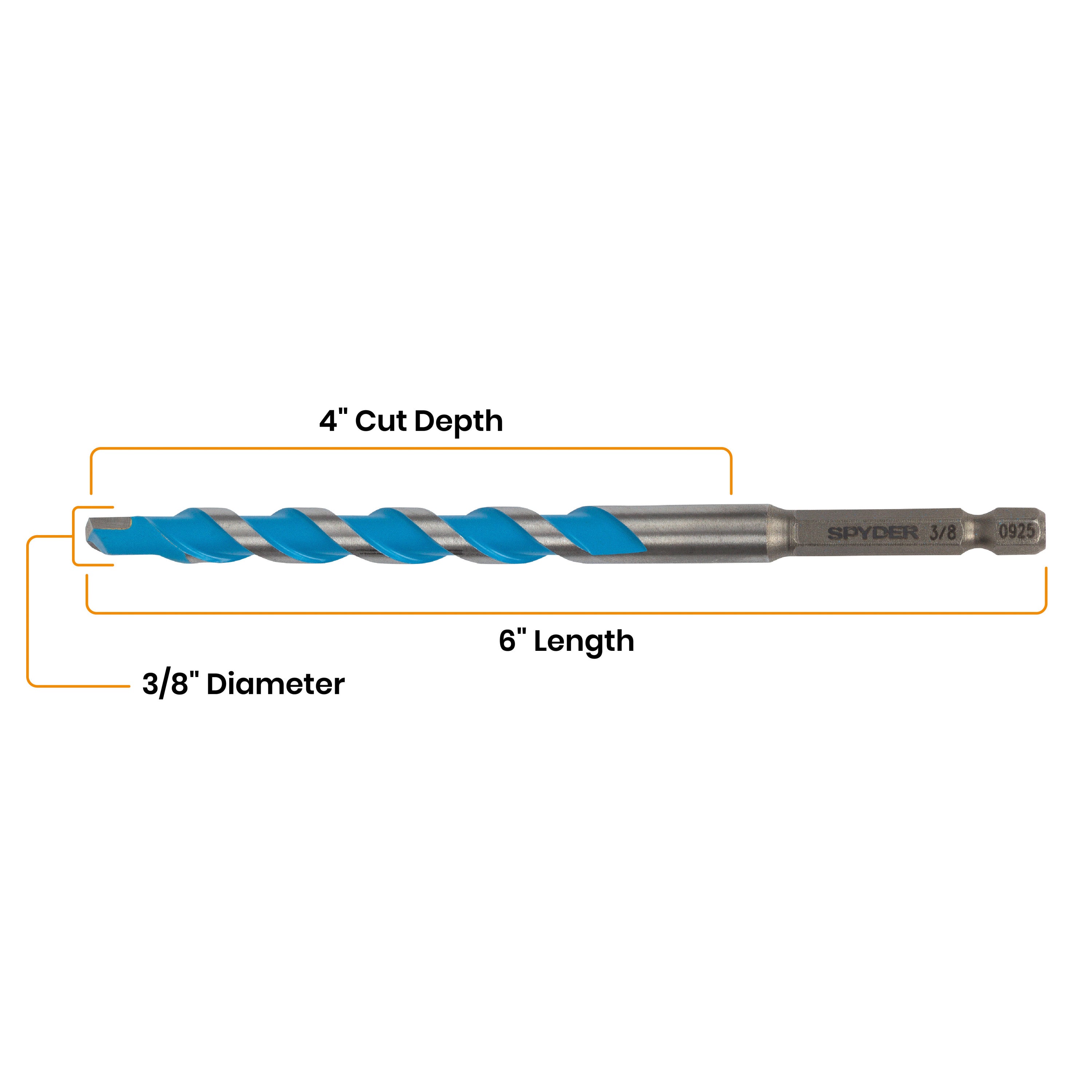 3/8" x 6" Impact Shank Carbide-Tipped Multiconstruction Masonry Drill Bit