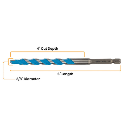 3/8" x 6" Impact Shank Carbide-Tipped Multiconstruction Masonry Drill Bit
