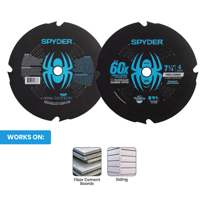 7-1/4" 4-Tooth Diamond-Tipped Saw Blade For Fiber Cement