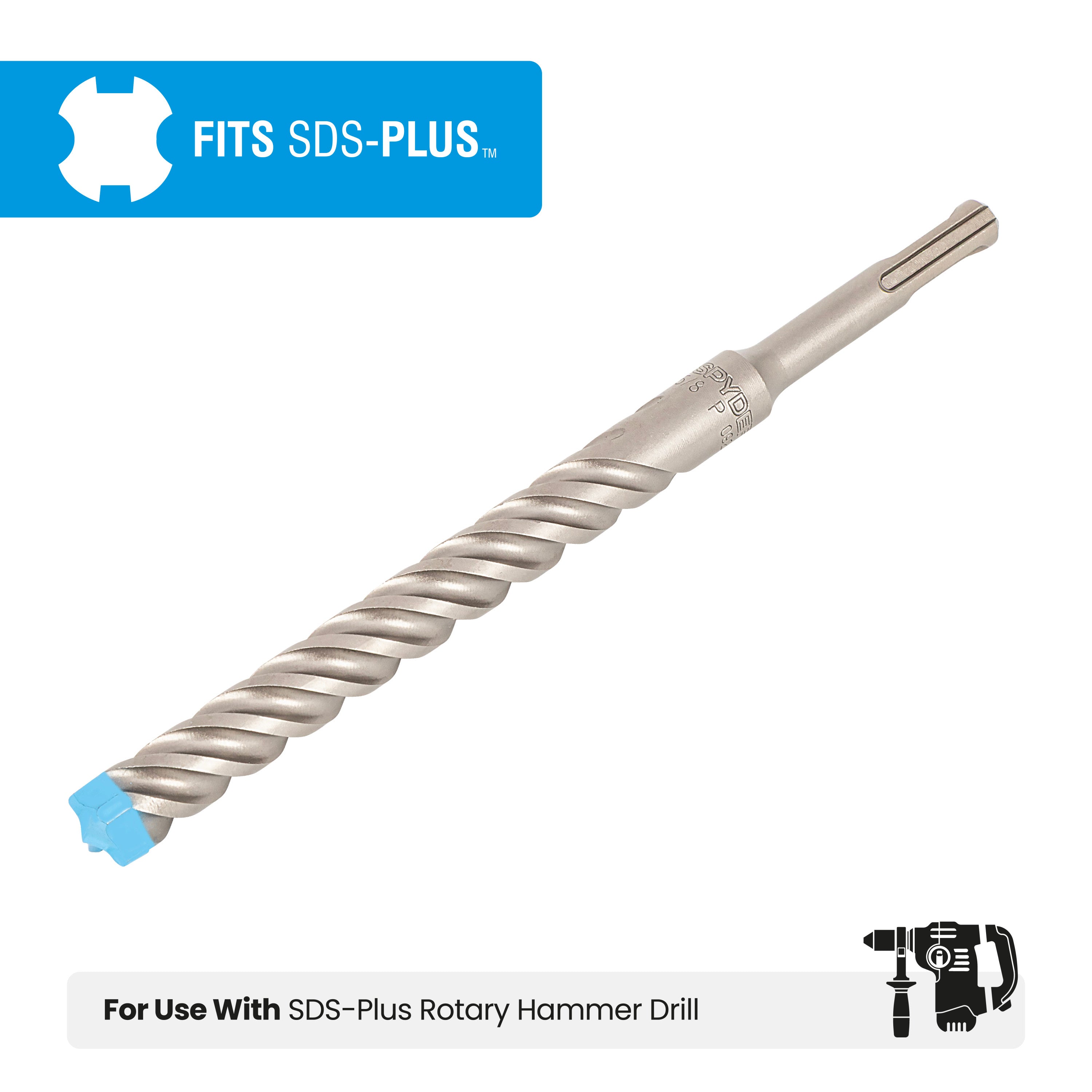 5/8" x 8" SDS-Plus 4-Cutter Full-Carbide Rotary Hammer Drill Bit