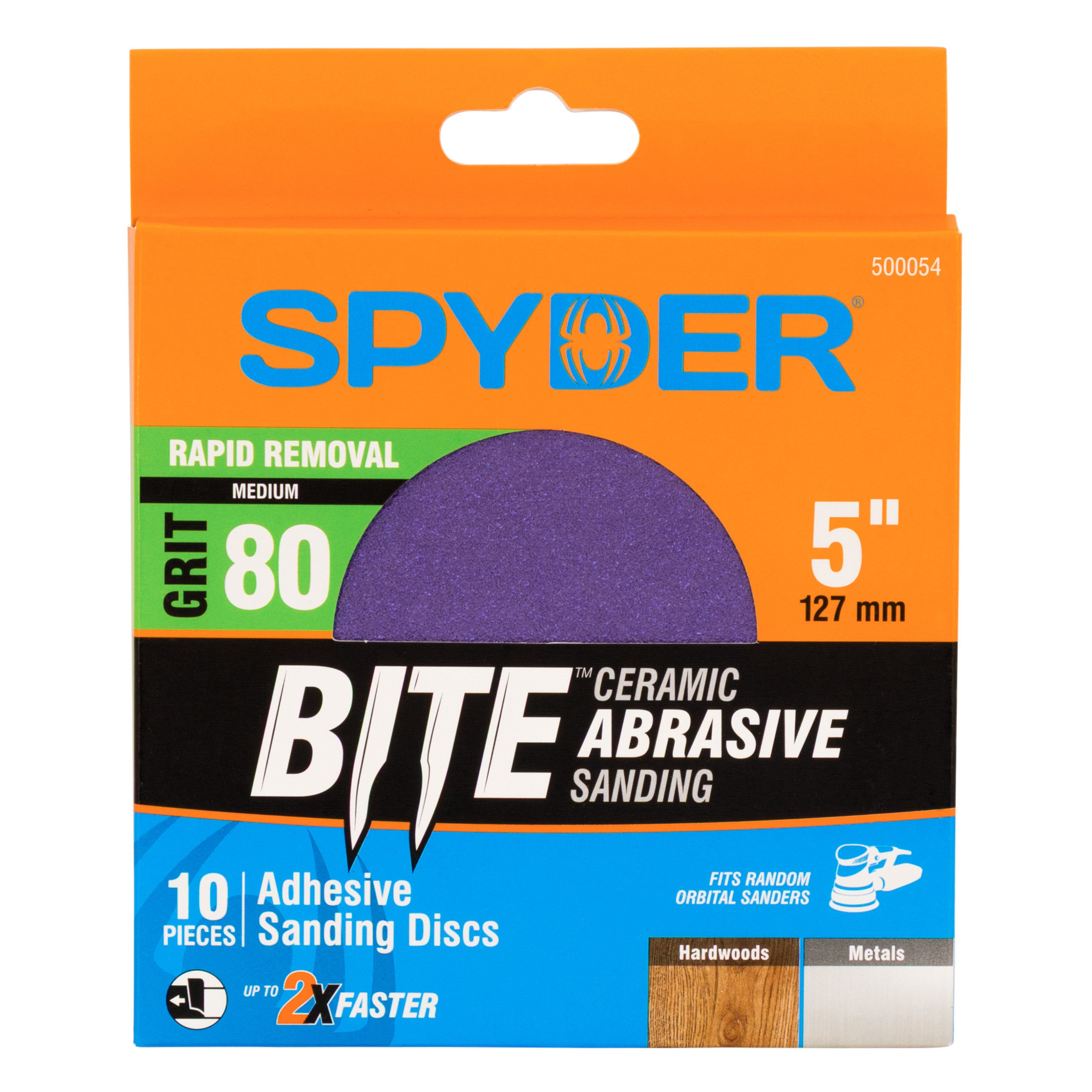 5" x No Hole 80 Grit Ceramic Pressure Sensitive Adhesive with Stearate Sanding Discs (10-Pack)
