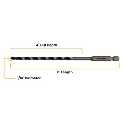 3/16" x 6" Impact Shank Hammer Drill Bit (5-Pack)