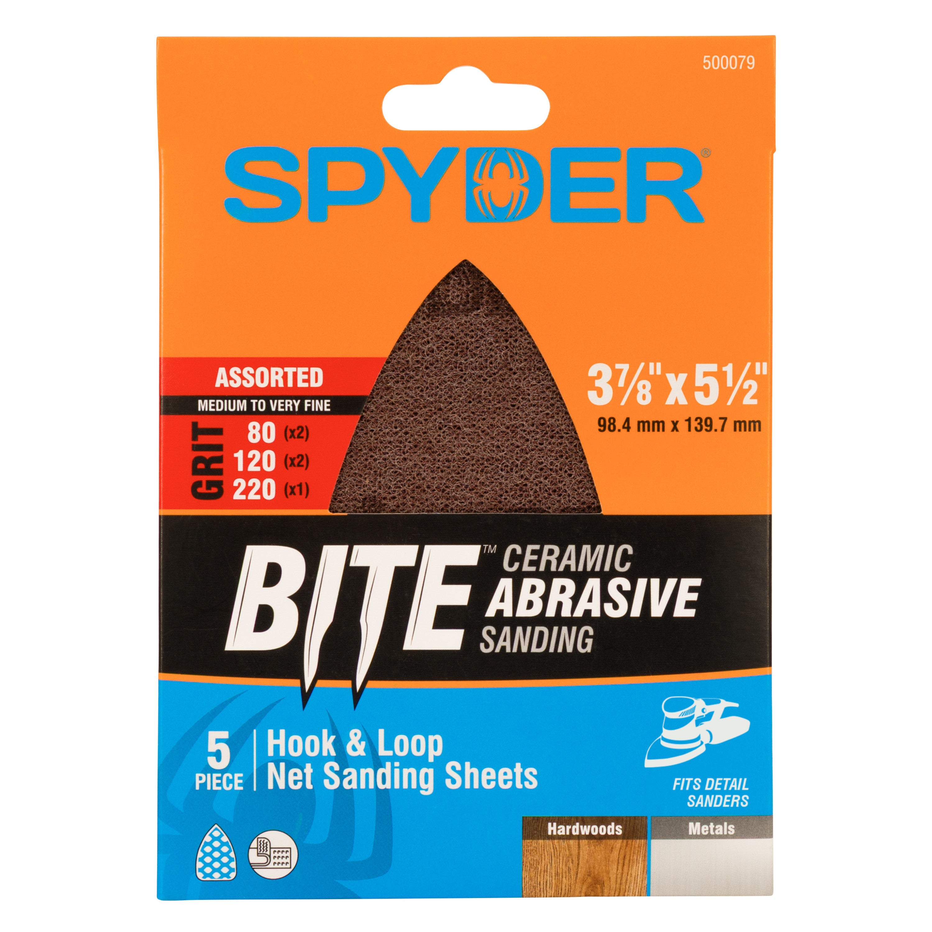 3-7/8" x 5-1/2" Ceramic Combo Pack 80/120/220 Net Sanding Sheets (5-Pack)