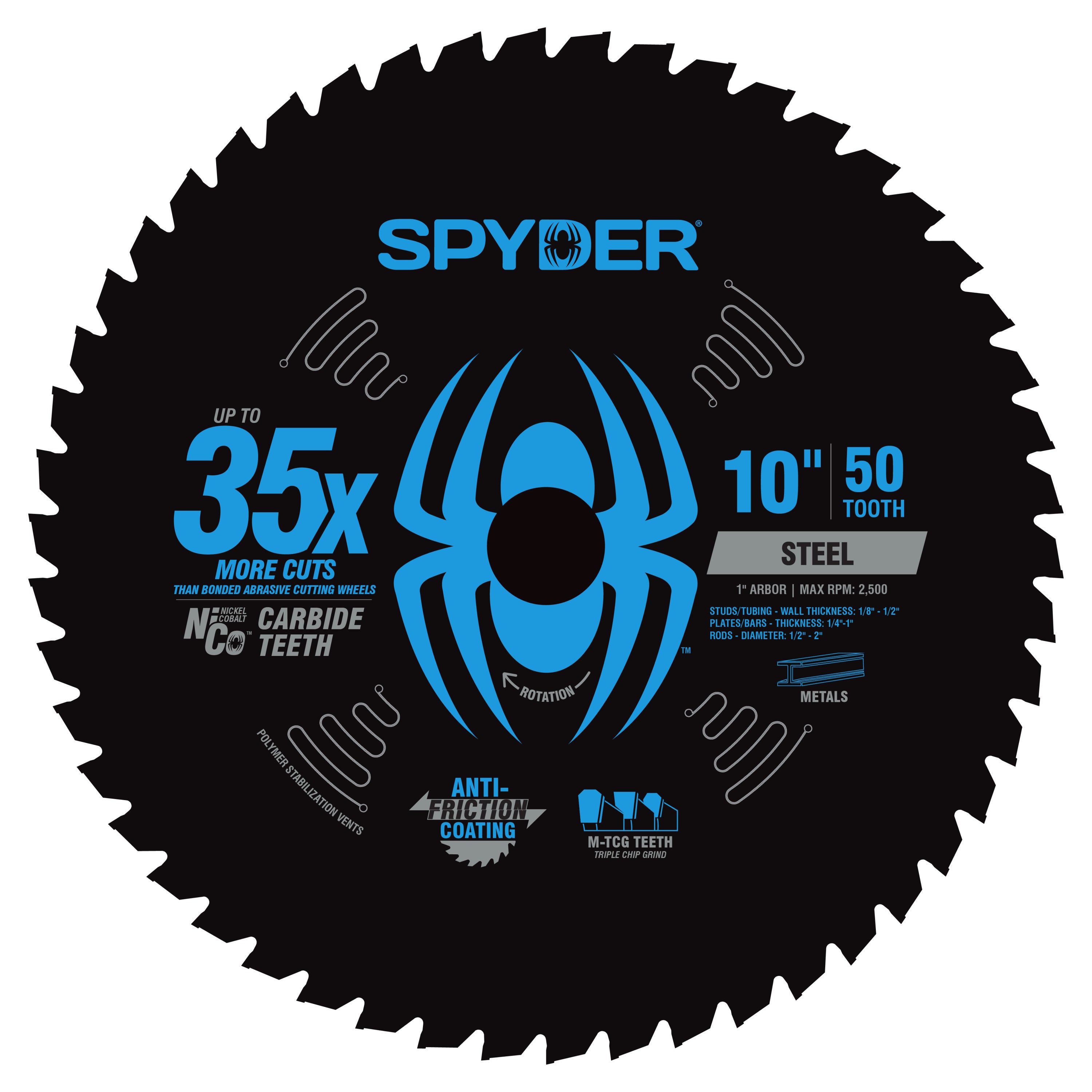 10" 50-Tooth TCT Steel Cutting Circular Saw Blade Tarantula™
