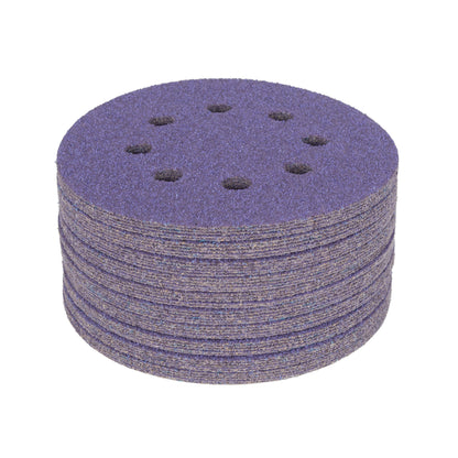 5" x 8-Hole 40 Grit Ceramic with Stearate Sanding Discs (50-Pack)