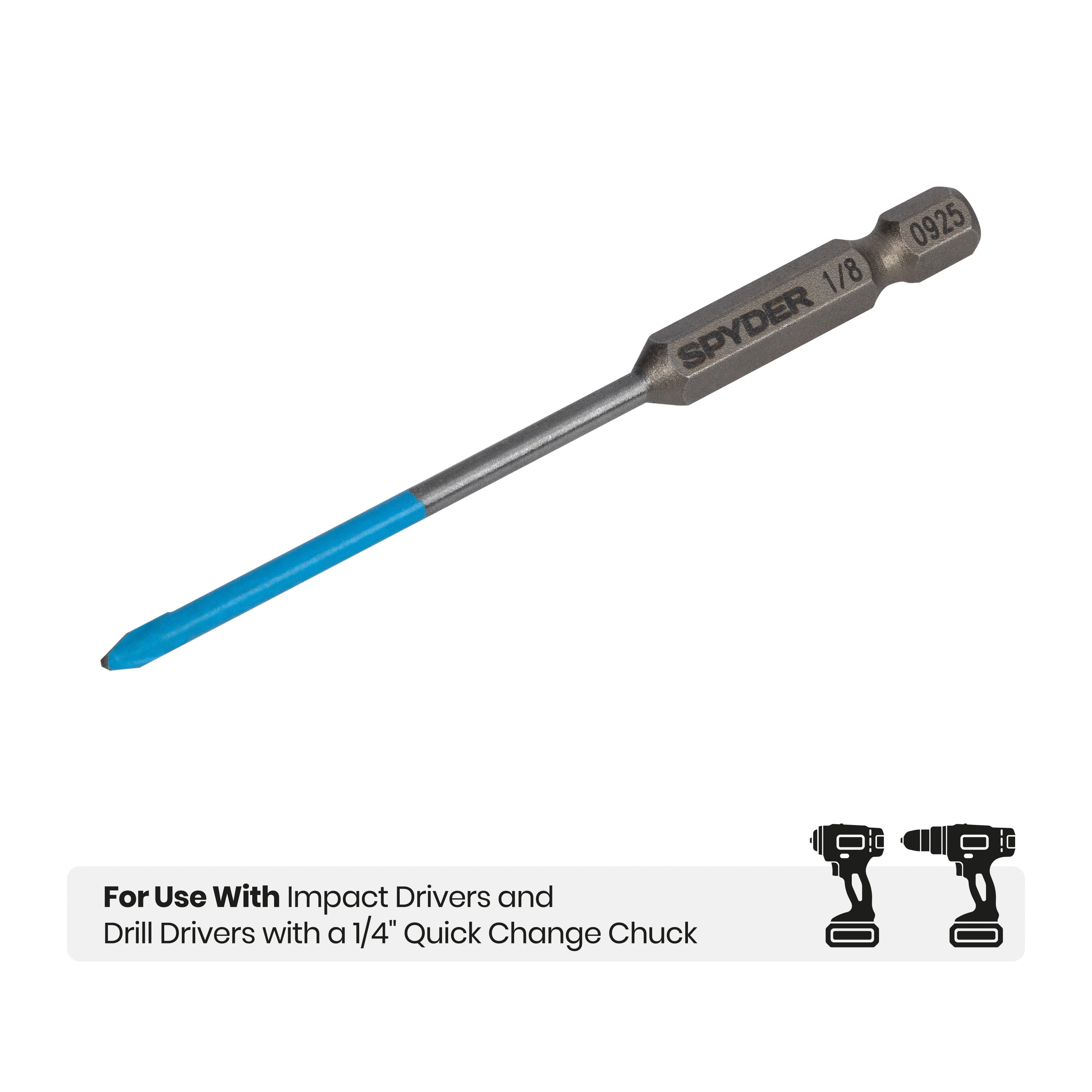 1/8" x 3.5" Quick-Release Hex Shank Carbide-Tipped Glass & Tile Drill Bit