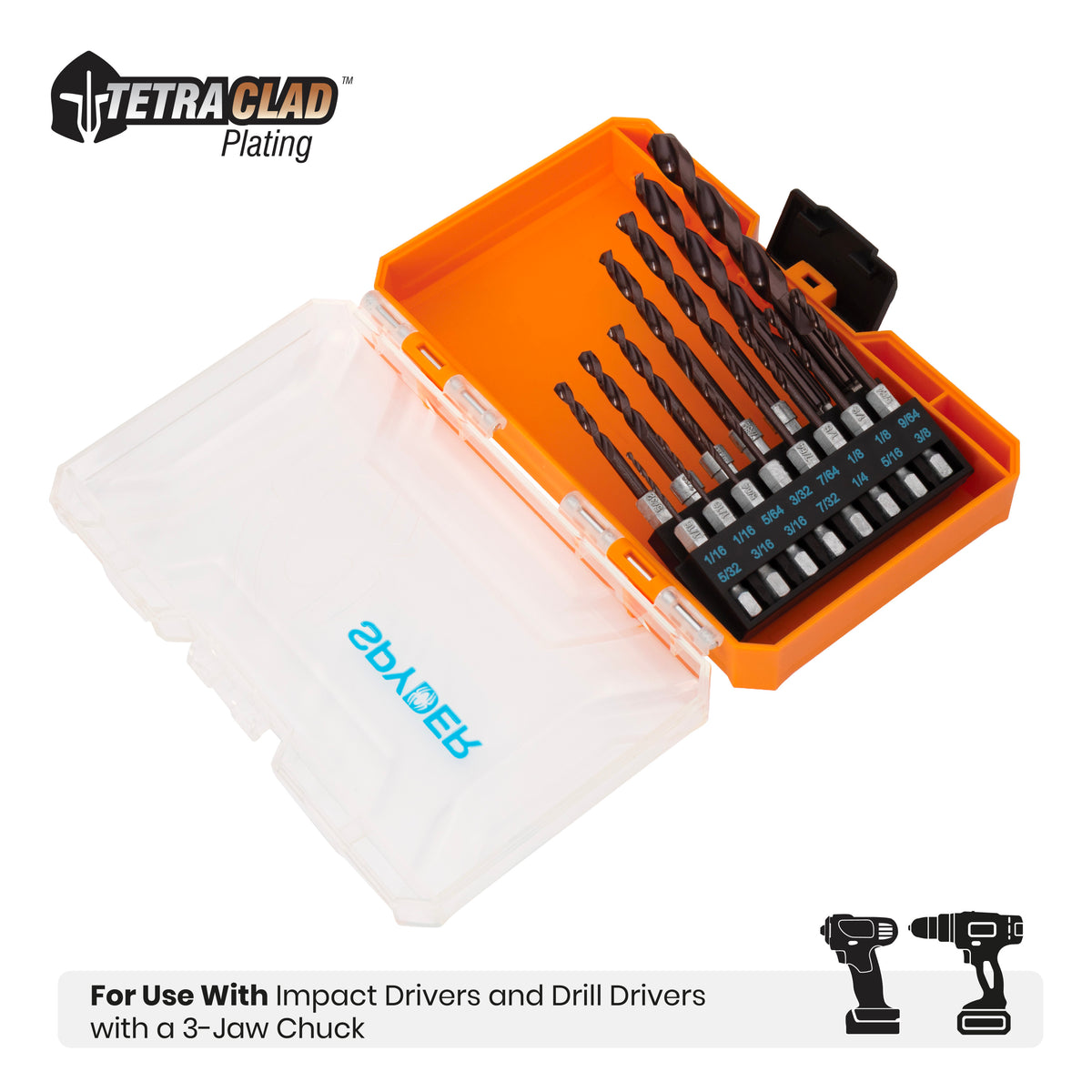 15-Piece Hex Shank Drill Bit Set TetraClad™