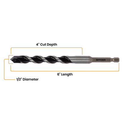 1/2" x 6" Impact Shank Hammer Drill Bit