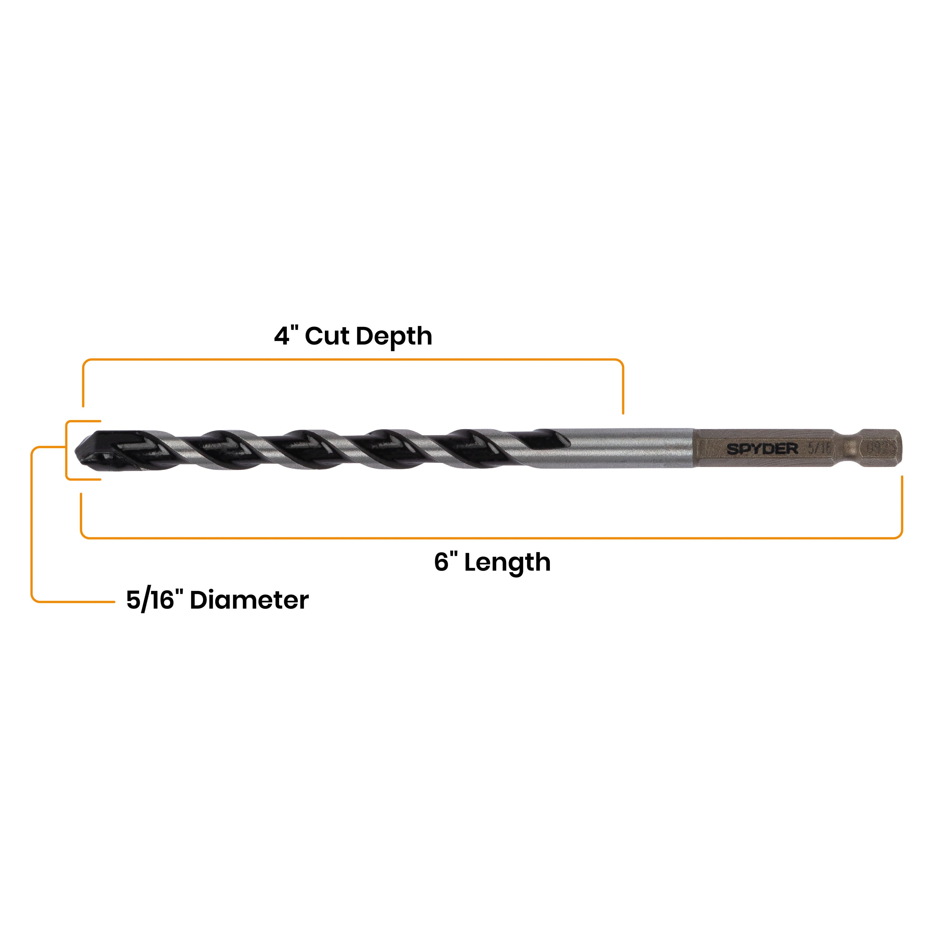 5/16" x 6" Impact Shank Hammer Drill Bit