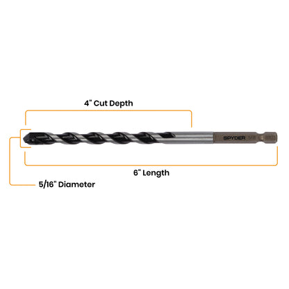 5/16" x 6" Impact Shank Hammer Drill Bit
