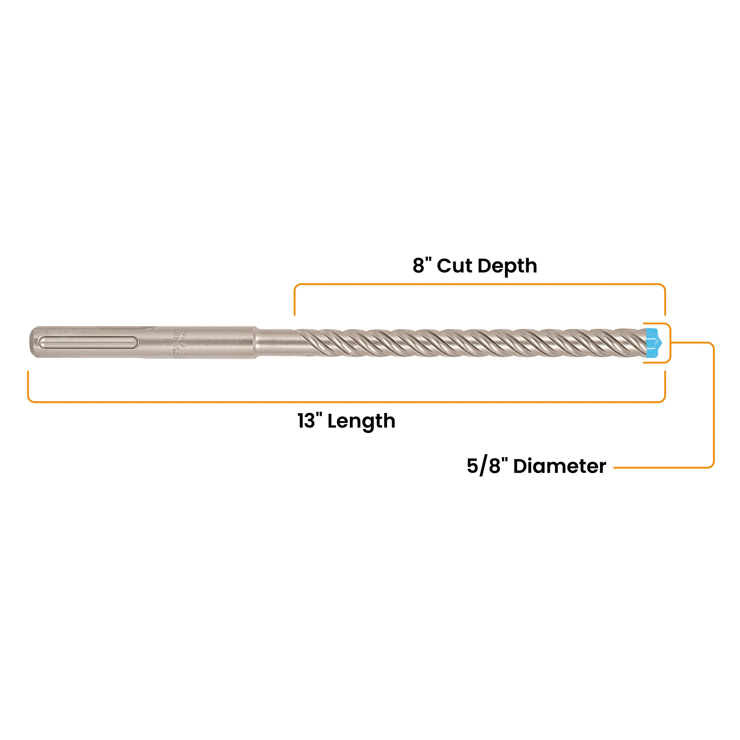 5/8" x 13" SDS-Max 4-Cutter Carbide-Tipped Rotary Hammer Drill Bit
