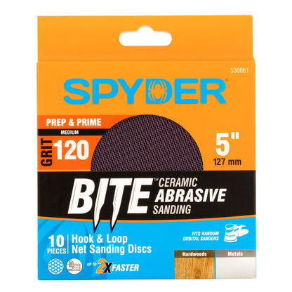 5" 120 Grit Ceramic Net Hook & Loop Sanding Discs (10-Pack)