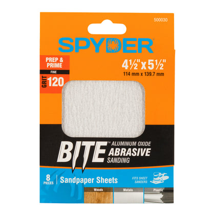 4.5" x 5.5" 120 Grit Aluminum Oxide with Stearate Sandpaper Sheets (8-Pack)