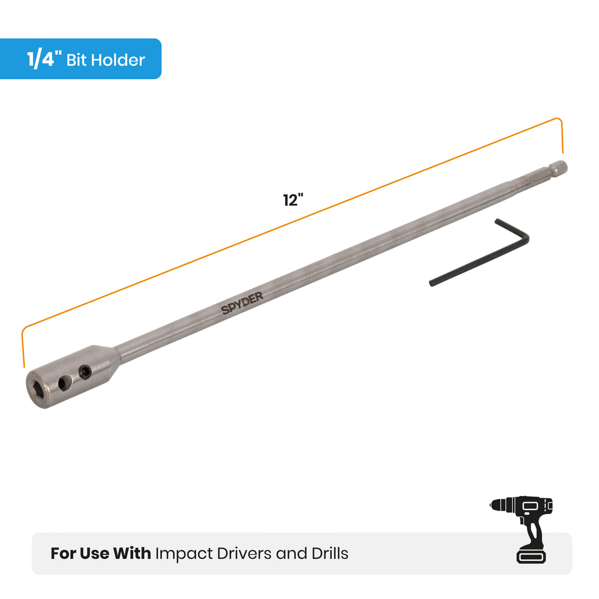 12" 1/4" Hex Quick Connect Driver Bit Extension