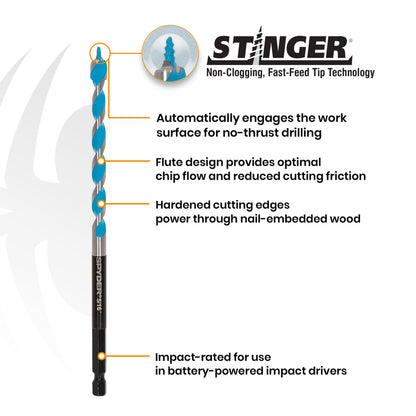 5/16" x 6-1/2" Auger Bit Stinger™