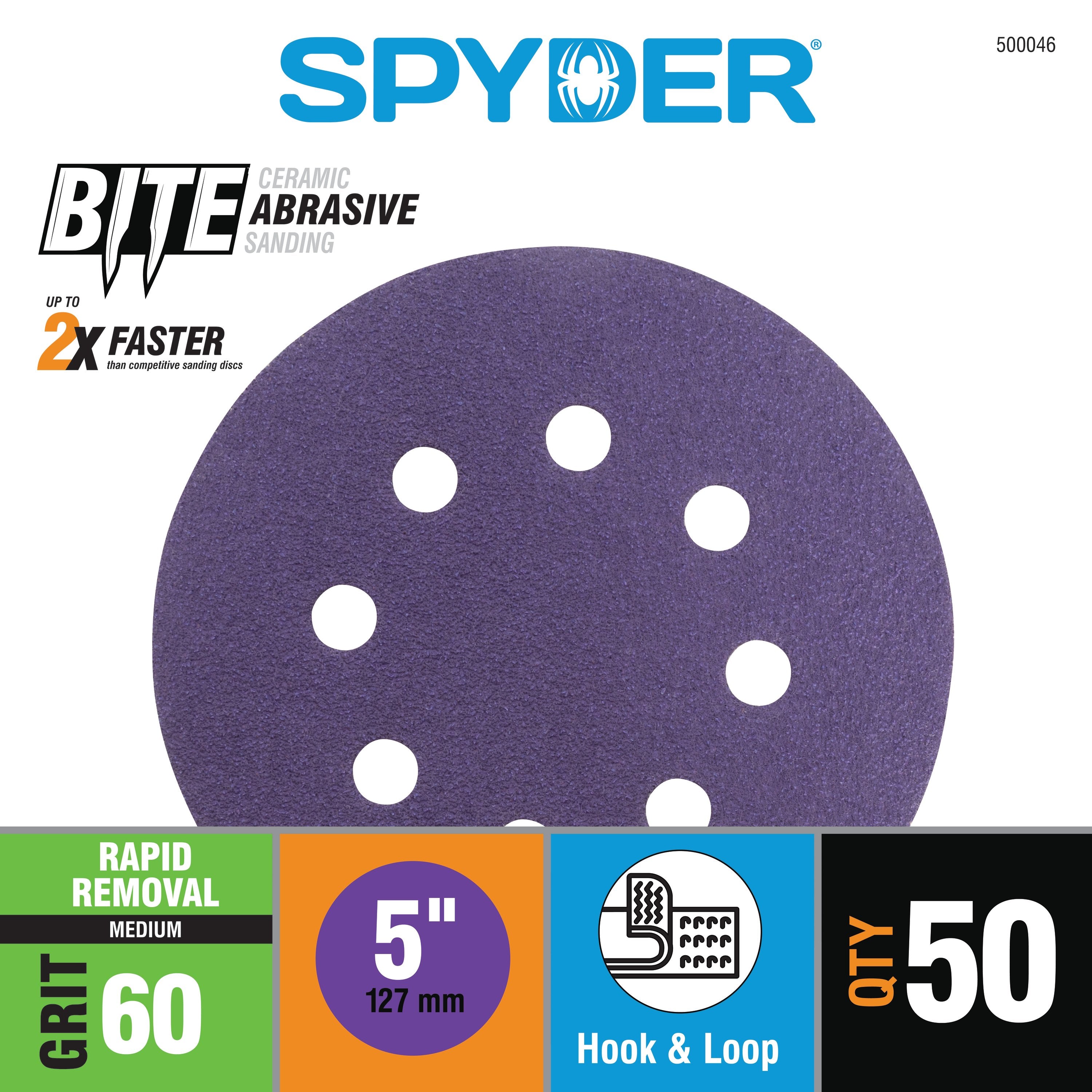 5" x 8-Hole 60 Grit Ceramic with Stearate Sanding Discs (50-Pack) Bite