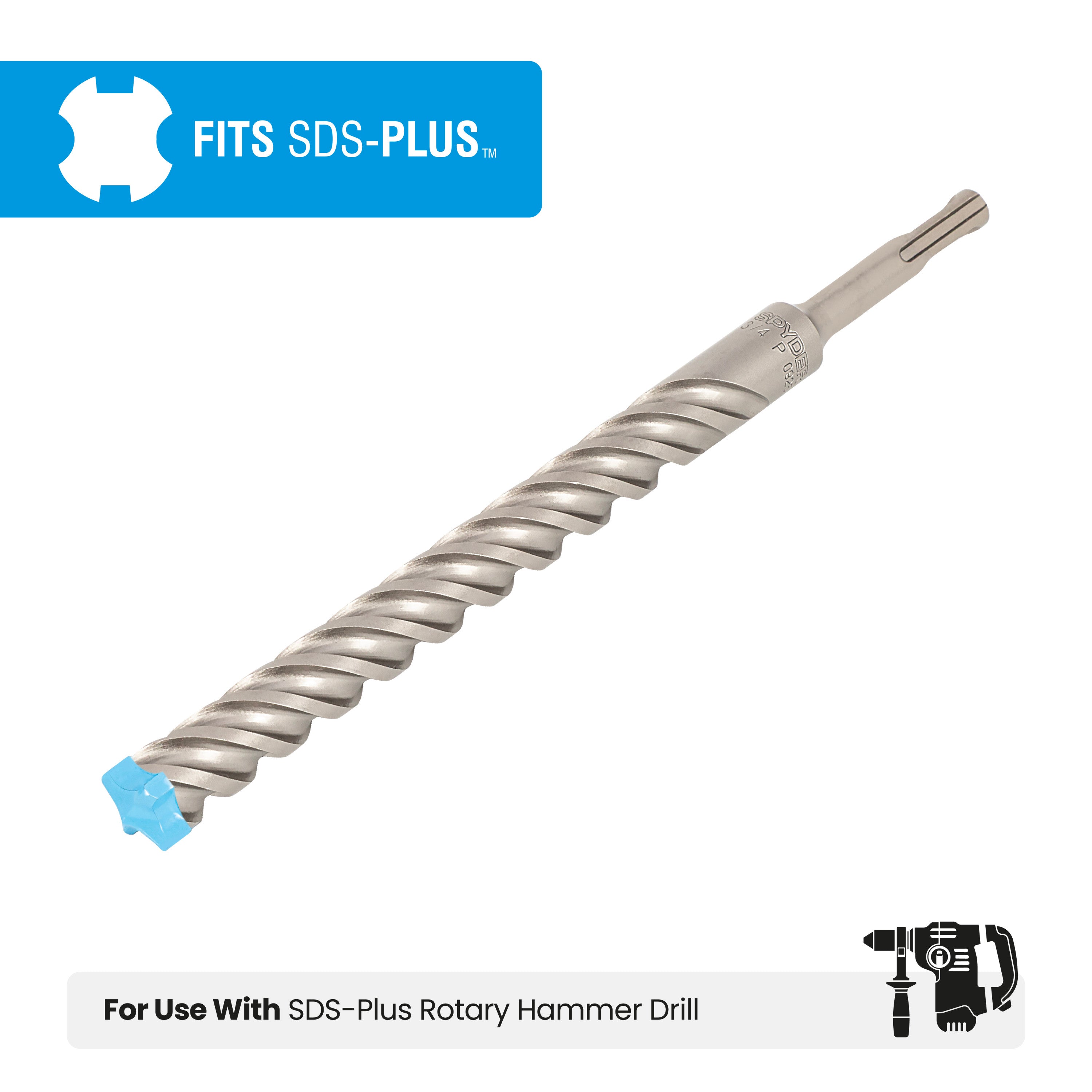 3/4" x 10" SDS-Plus 4-Cutter Full-Carbide Rotary Hammer Drill Bit