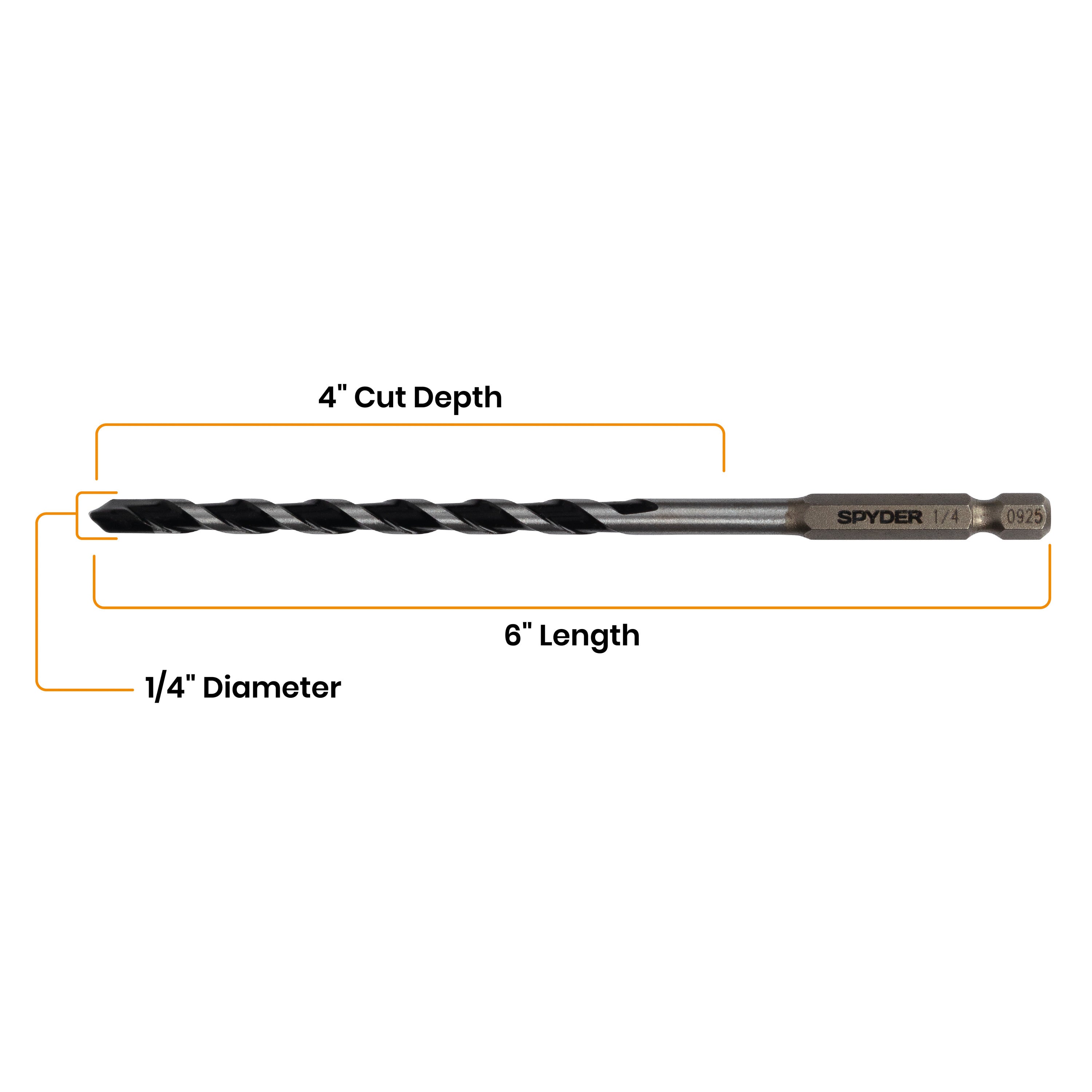 1/4" x 6" Impact Shank Hammer Drill Bit (5-Pack)
