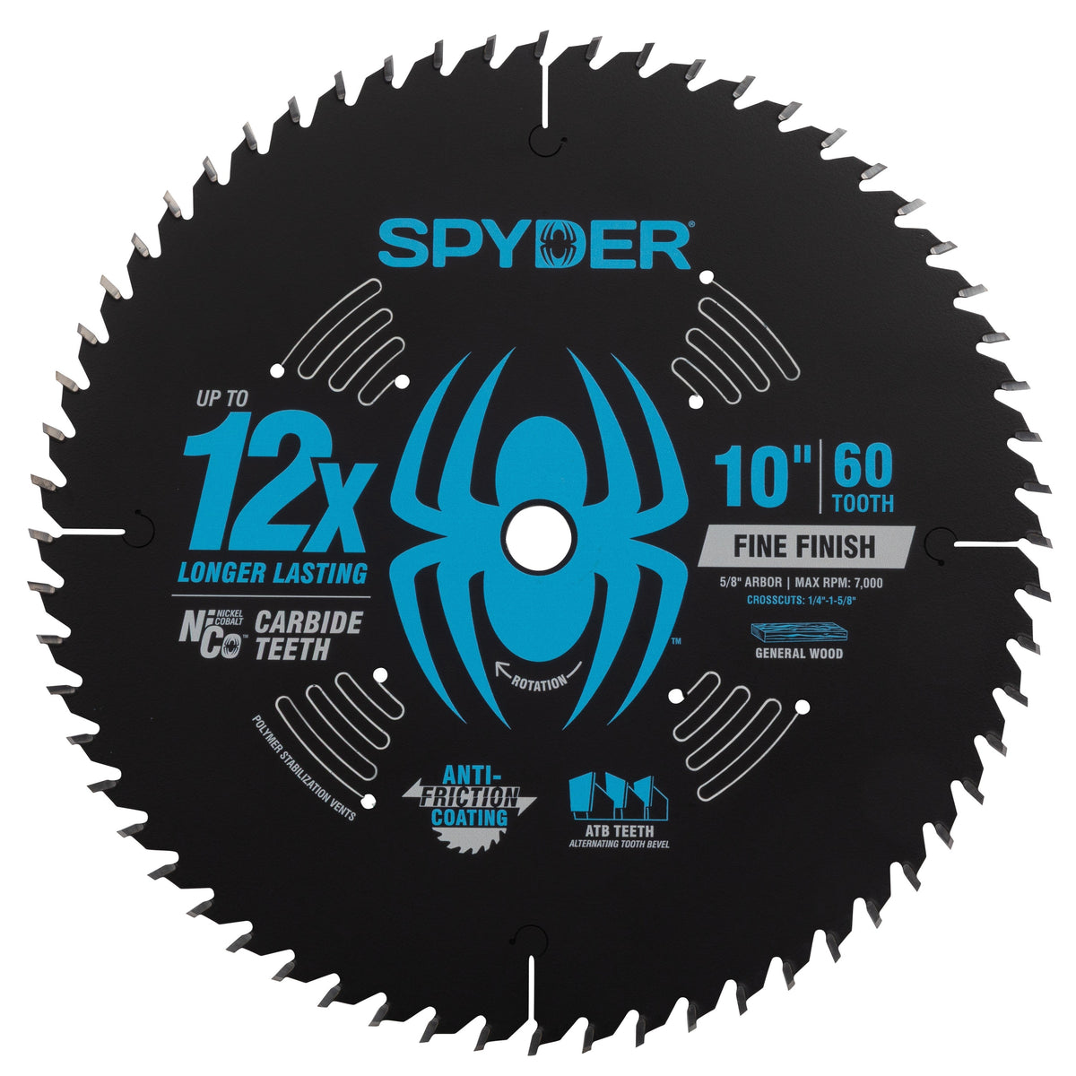 10" 60-Tooth Fine Finish Saw Blade for Wood