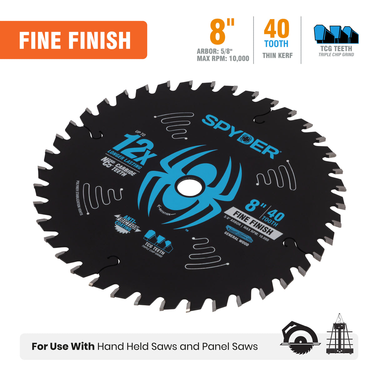 8" 40-Tooth Fine Finish Saw Blade for Wood