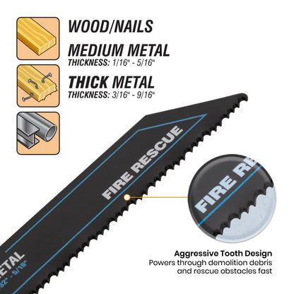 6" 10-14 TPI Bi-Metal Fire Rescue Reciprocating Saw Blade Black Series™