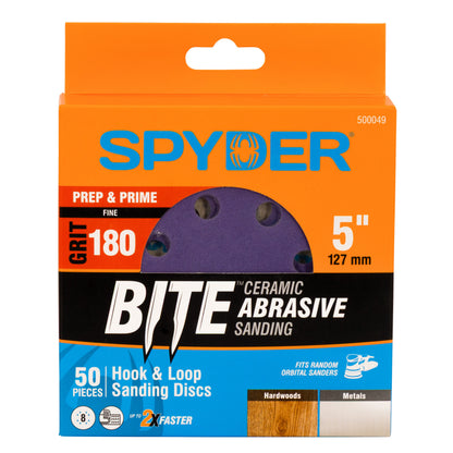 5" x 8-Hole 180 Grit Ceramic with Stearate Sanding Discs (50-Pack)