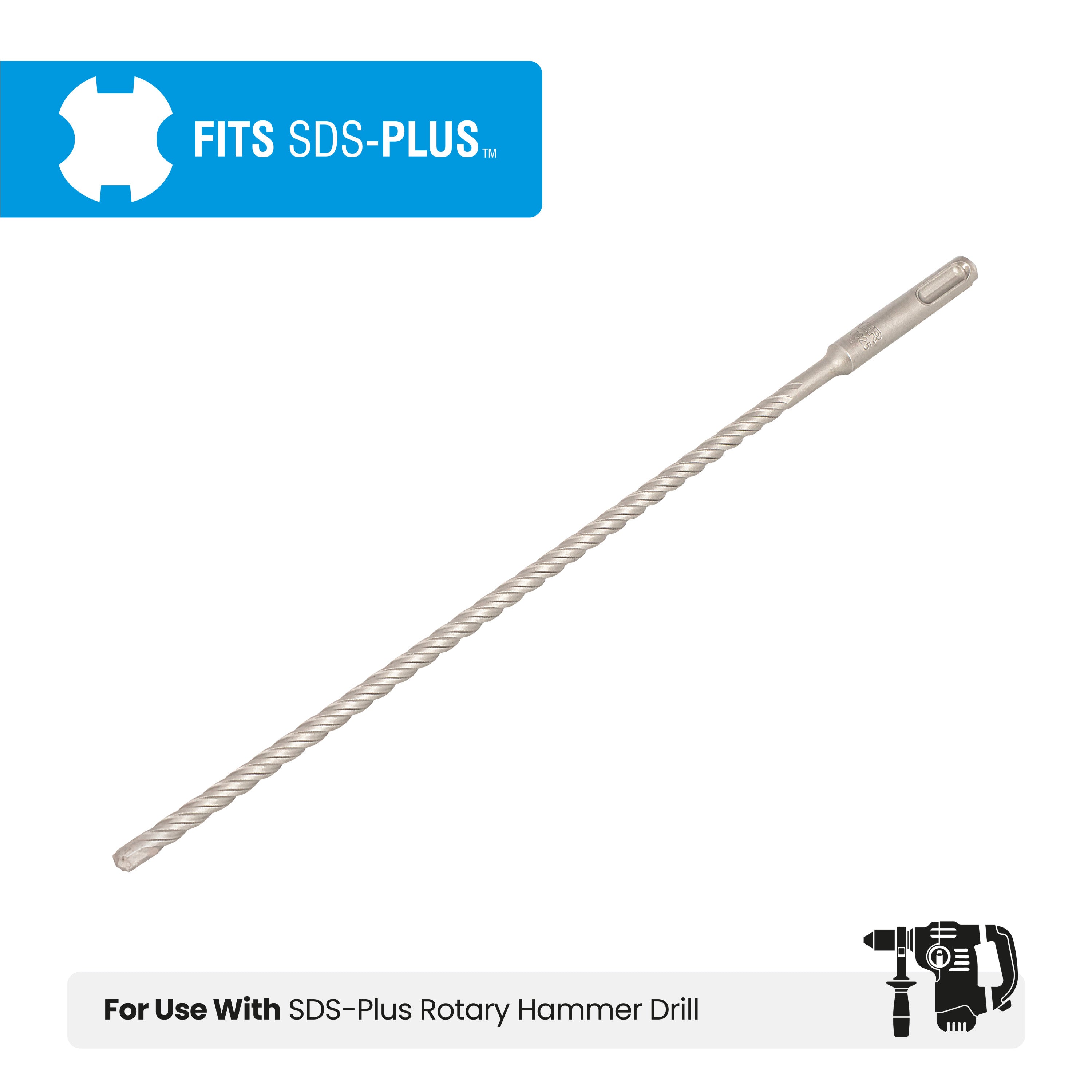 1/4" x 12" SDS-Plus 4-Cutter Carbide-Tipped Rotary Hammer Drill Bit