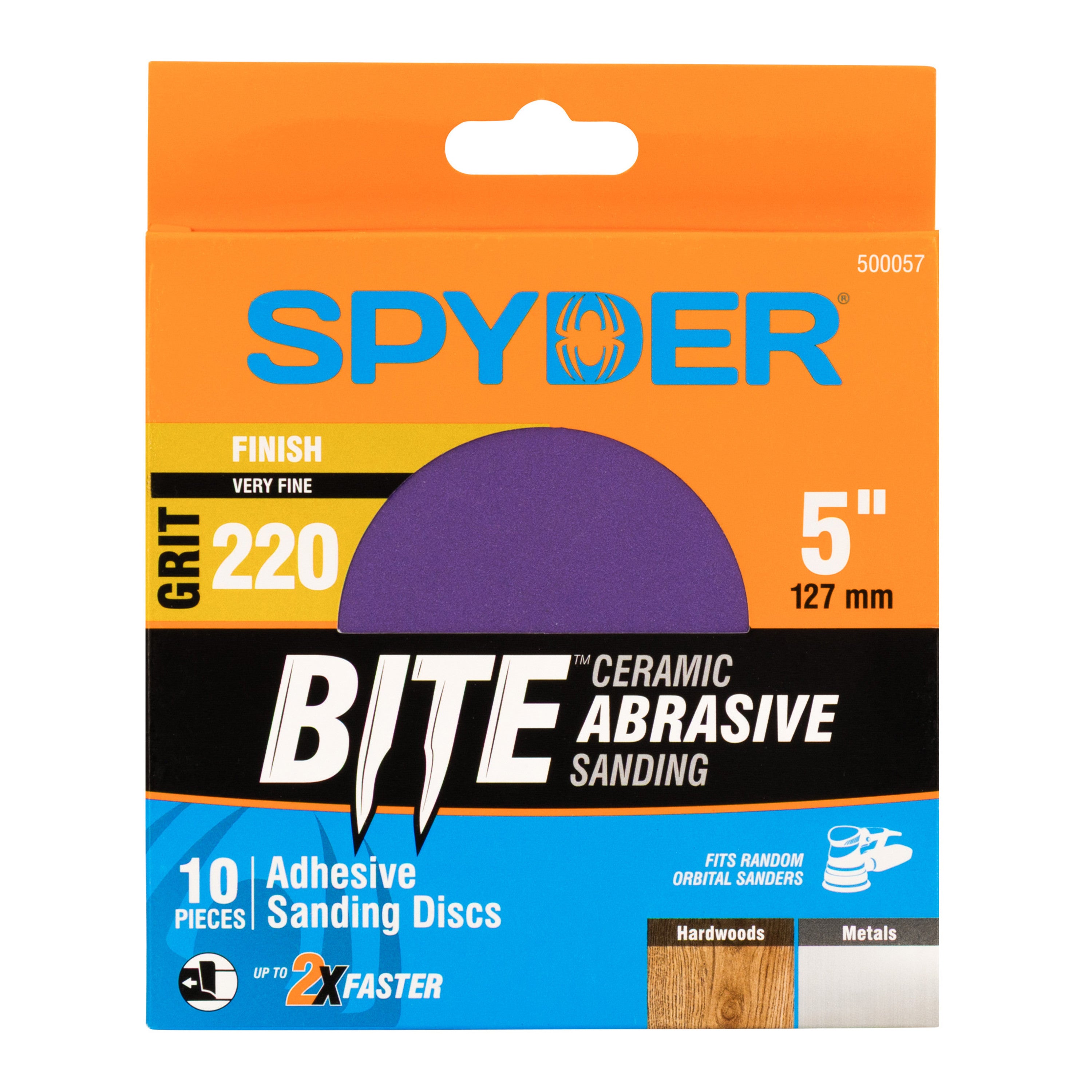 5" x No Hole 220 Grit Ceramic Pressure Sensitive Adhesive with Stearate Sanding Discs (10-Pack) Bite