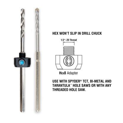 Hex8 3/8" TCT Quick Change Hole Saw Arbor Pilot Bit (10-Pack) Rapid Core Eject™