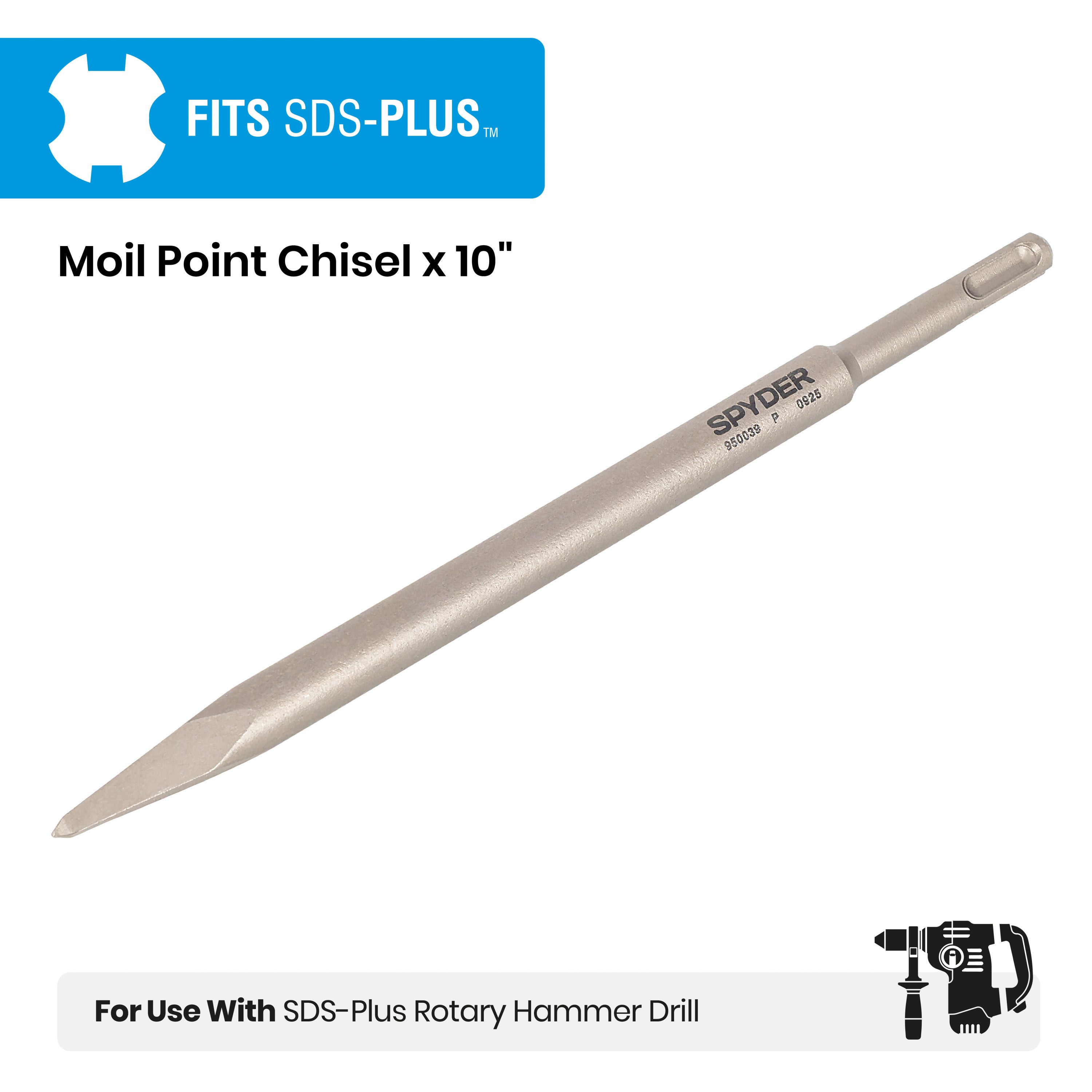 10" SDS-Plus Moil Point Chisel Bit for Demolition in Concrete & Masonry