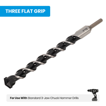 1" x 12" Three-Flat Grip Shank Rotary Hammer Drill Bit