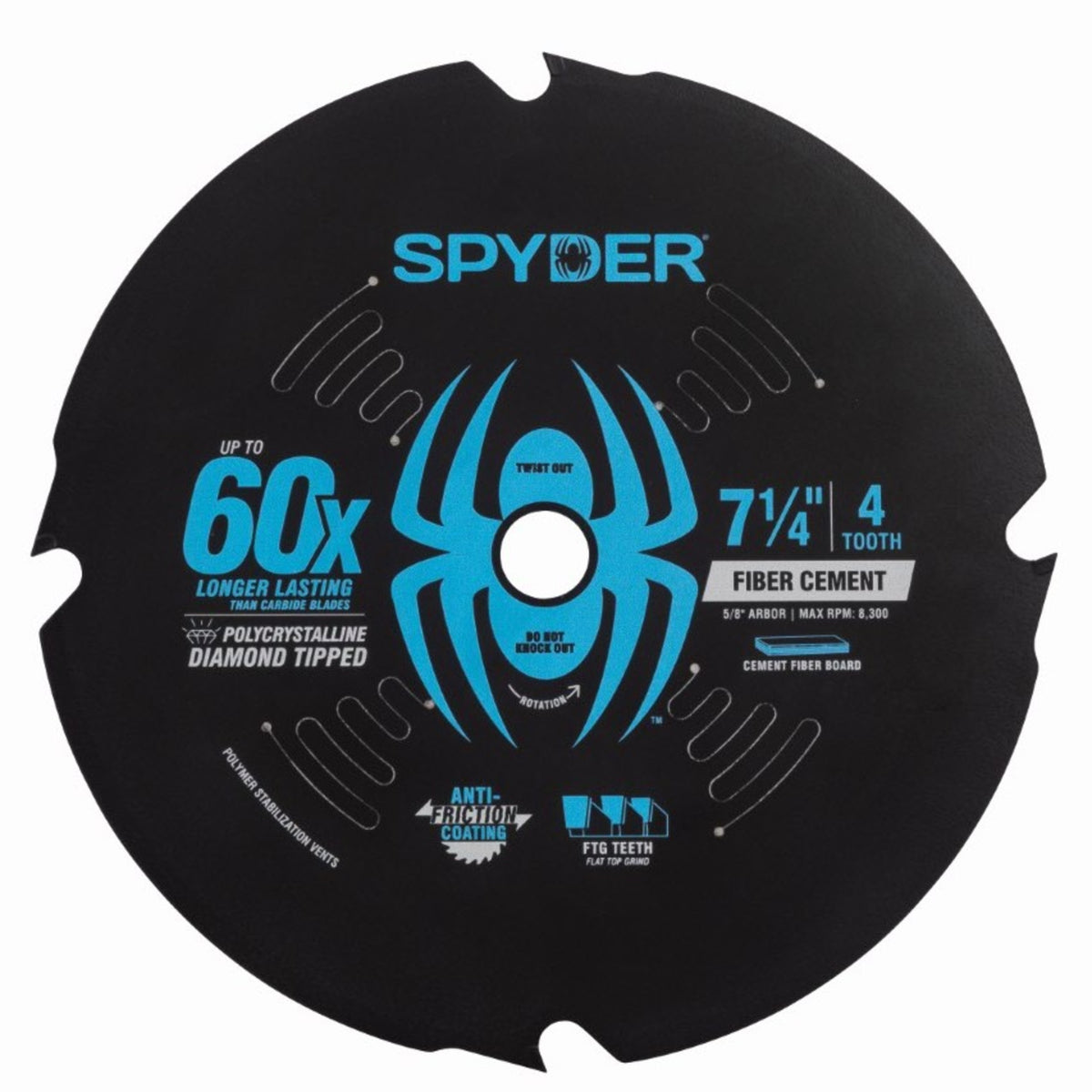 7-1/4" 4-Tooth Diamond-Tipped Saw Blade For Fiber Cement
