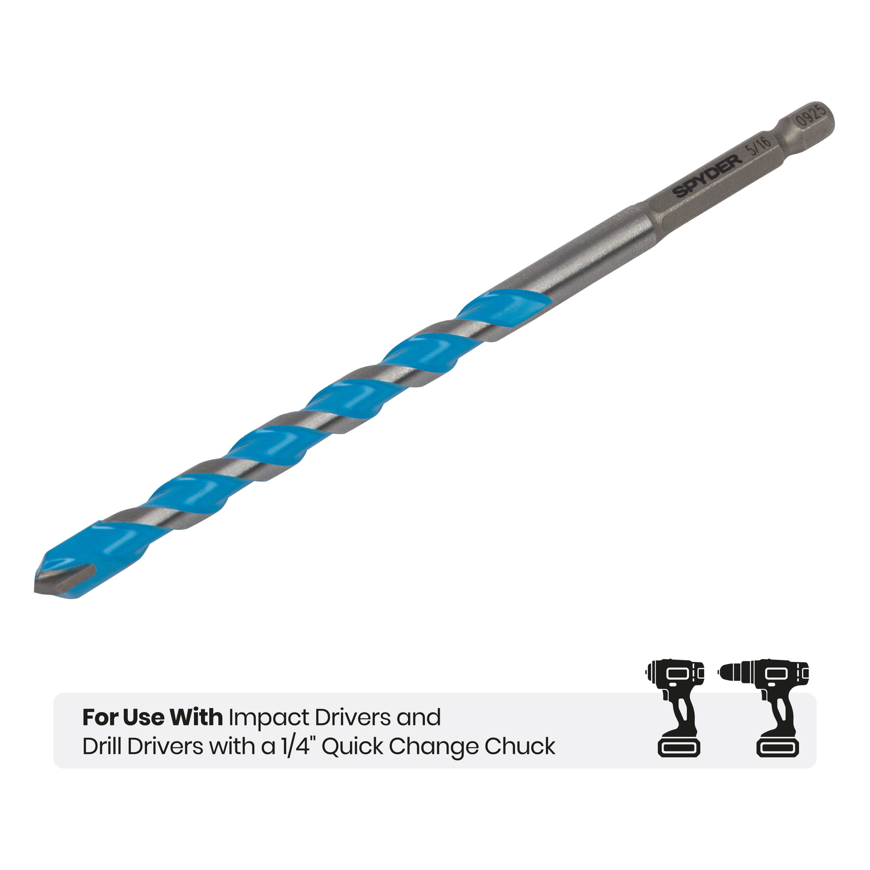 5/16" x 6" Impact Shank Carbide-Tipped Multiconstruction Masonry Drill Bit