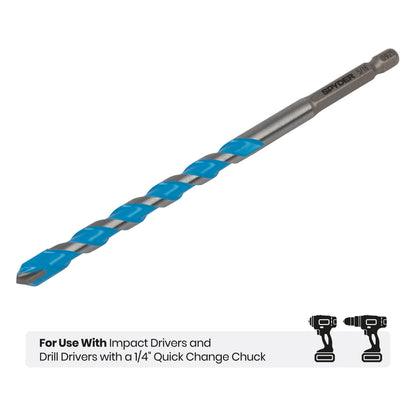 5/16" x 6" Impact Shank Carbide-Tipped Multiconstruction Masonry Drill Bit