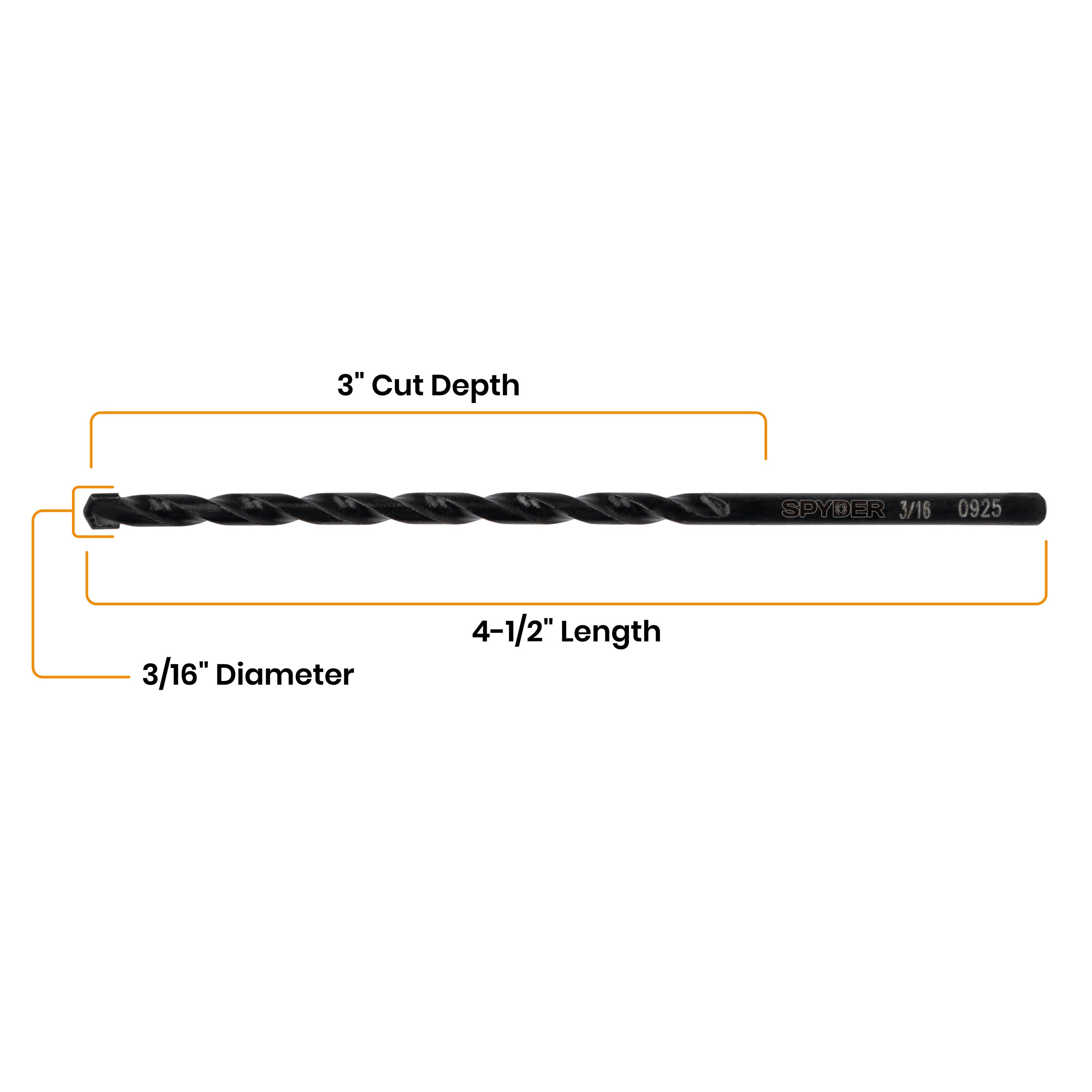 3/16" x 4-1/2" Flat Shank Carbide-Tipped Drill Bit for Concrete Anchor Screw
