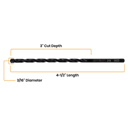 3/16" x 4-1/2" Flat Shank Carbide-Tipped Drill Bit for Concrete Anchor Screw