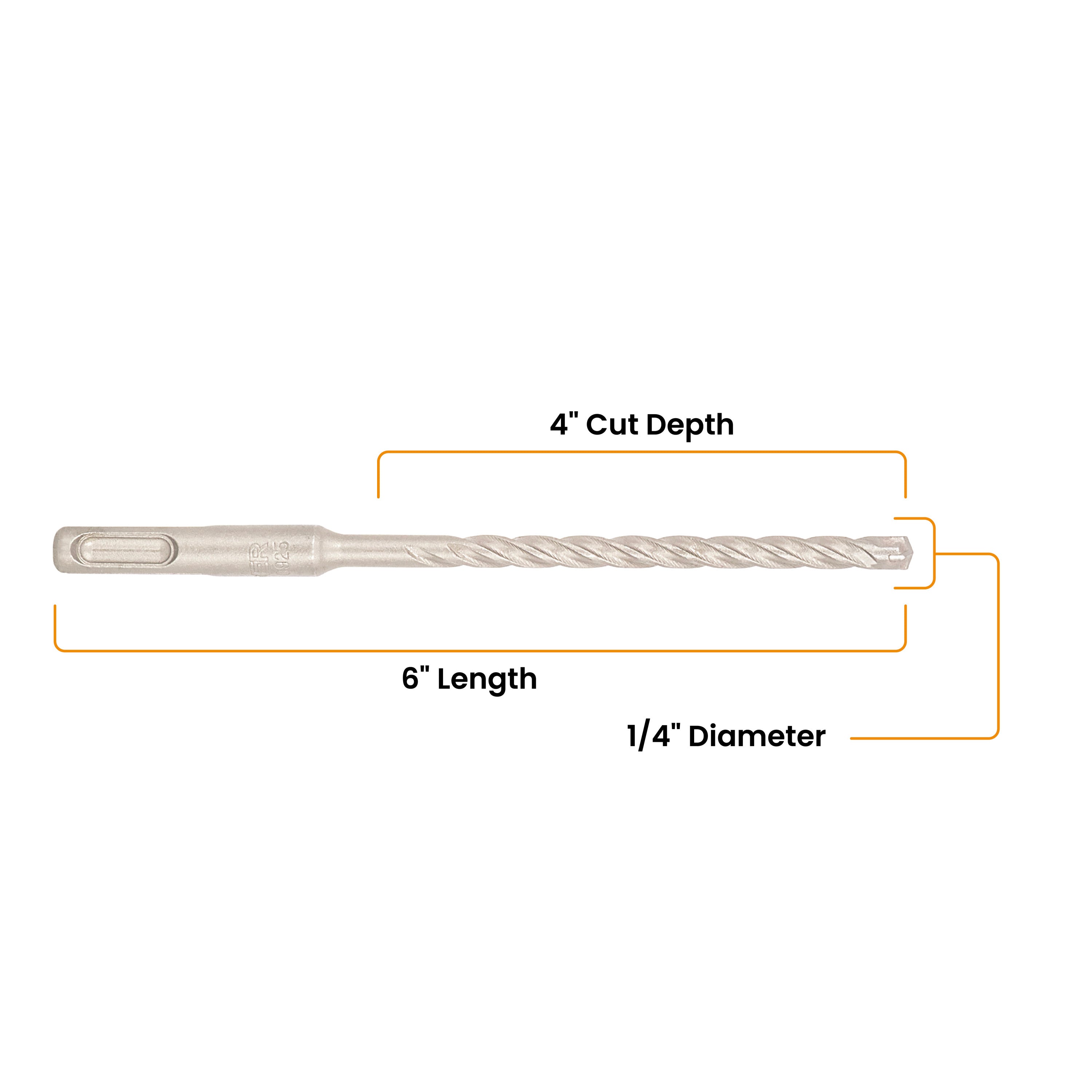 1/4" x 6" SDS-Plus 4-Cutter Carbide-Tipped Rotary Hammer Drill Bit
