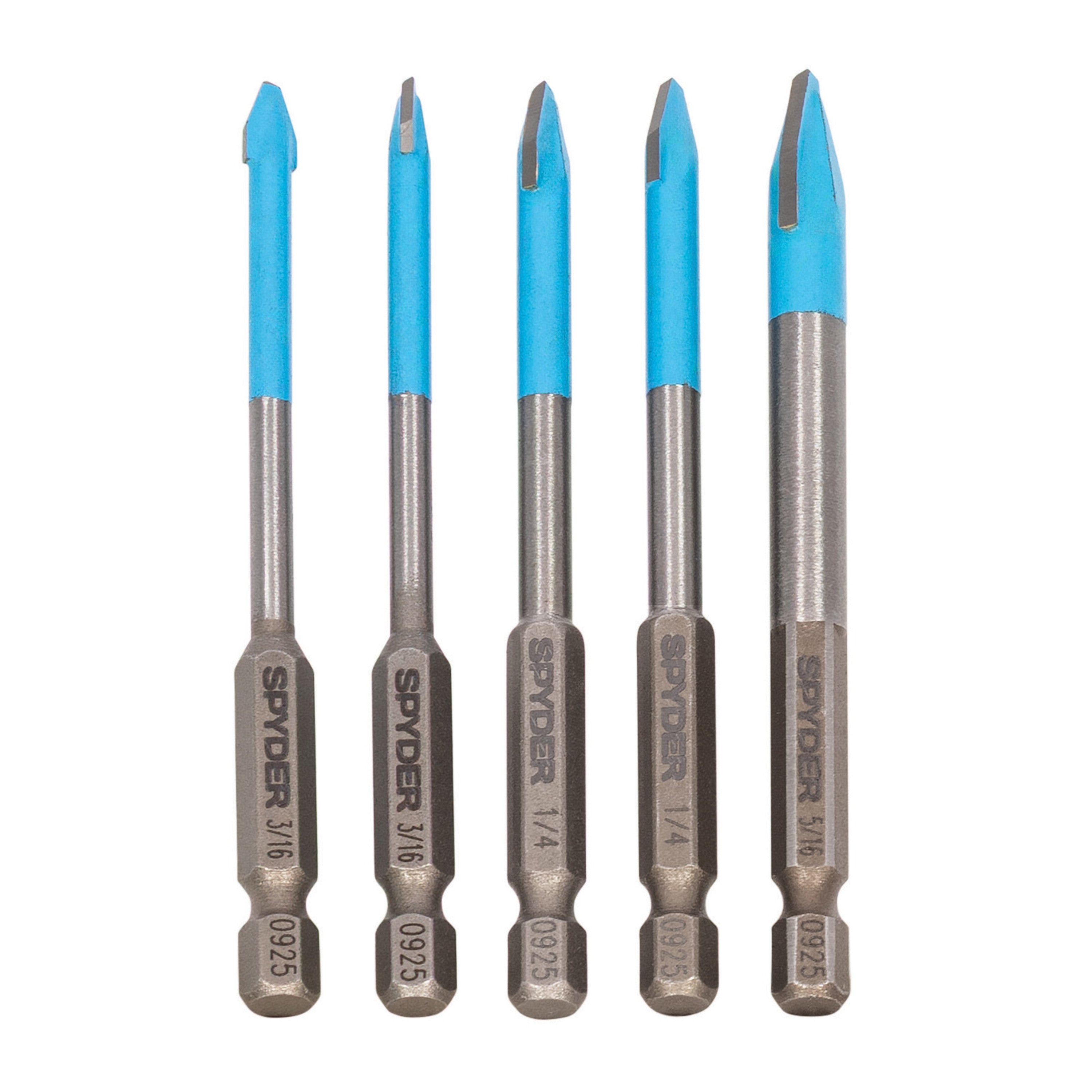5-Piece Pack Quick-Release Hex Shank Carbide-Tipped Glass & Tile Drill Bit Set