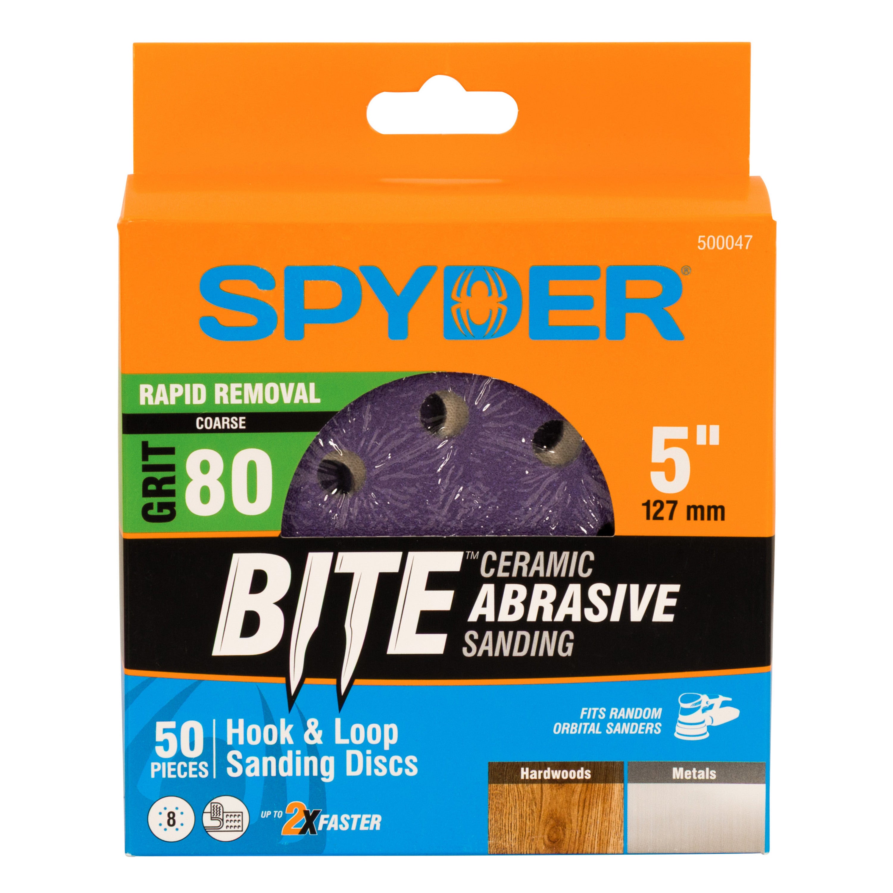 5" x 8-Hole 80 Grit Ceramic with Stearate Sanding Discs (50-Pack)