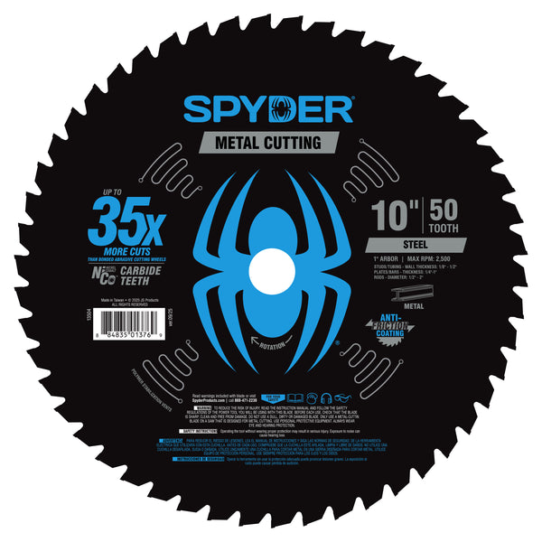 Spyder metal cutting circular saw blade with spider logo on a white background