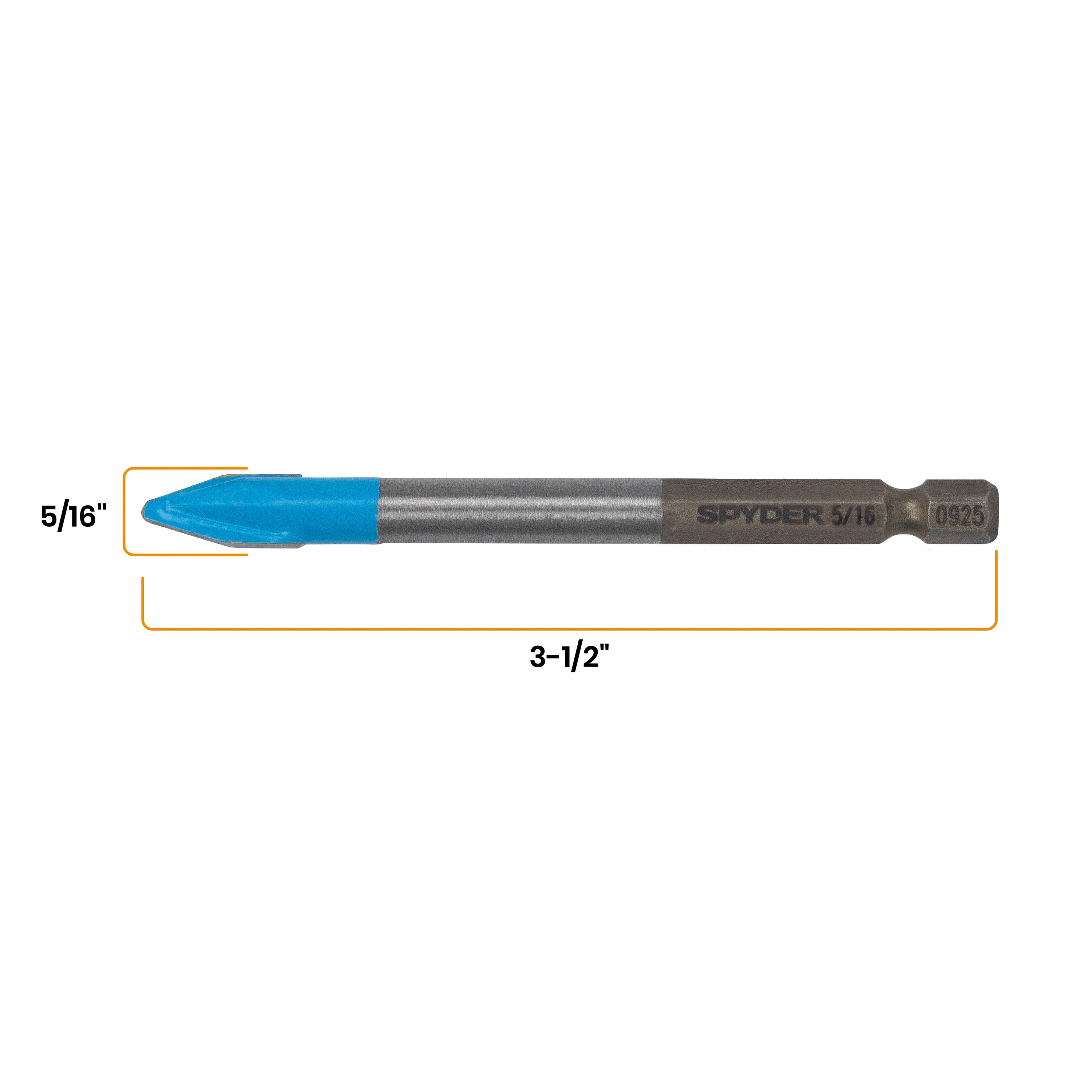 5/16" x 3.5" Quick-Release Hex Shank Carbide-Tipped Glass & Tile Drill Bit