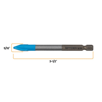 5/16" x 3.5" Quick-Release Hex Shank Carbide-Tipped Glass & Tile Drill Bit