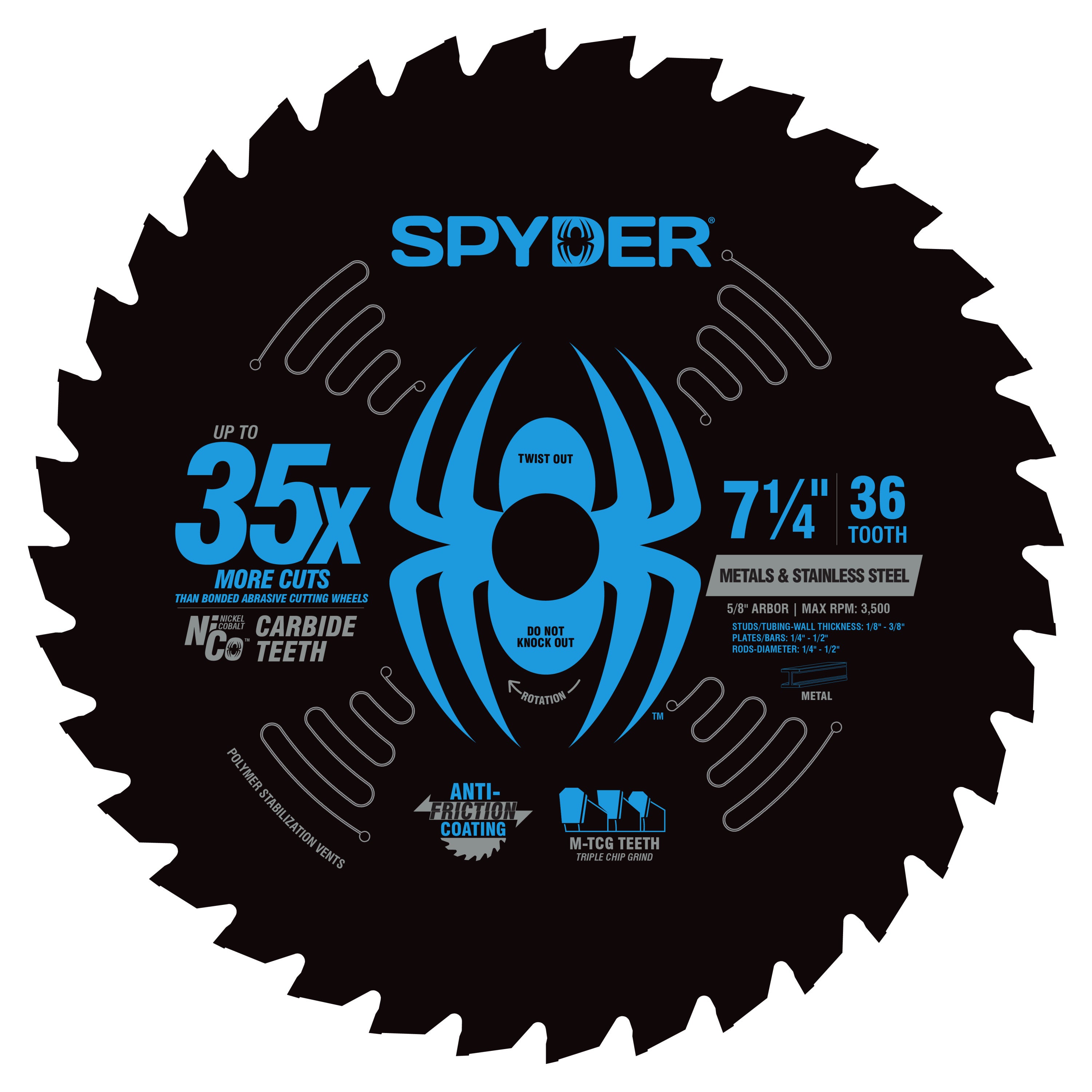 7-1/4" 36-Tooth TCT Steel Cutting Circular Saw Blade Tarantula™