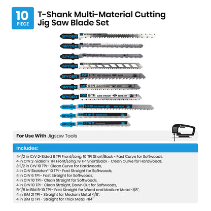 10-Piece T-Shank Metal And Wood Cutting Jig Saw Blade Set Skeleton™