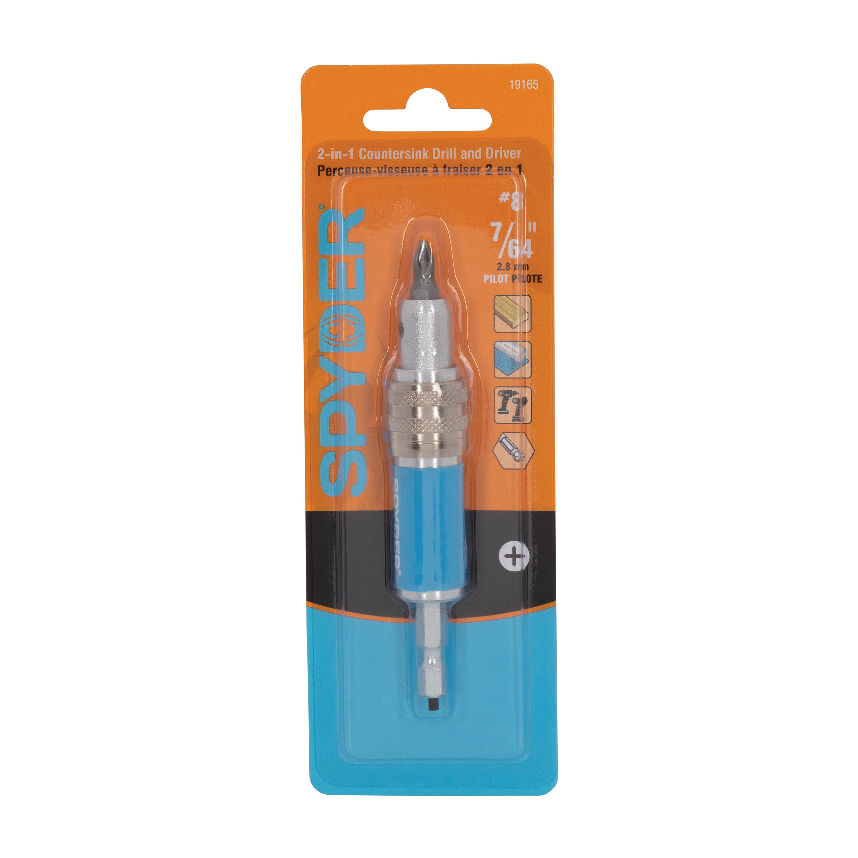 7/64" x 1/2" HSS #8 Countersink Twist Drill & Driver 2-in-1 Bit