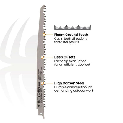 9" 5 TPI Fleam Ground HCS Pruning Reciprocating Saw Blade (5-Pack) HCS