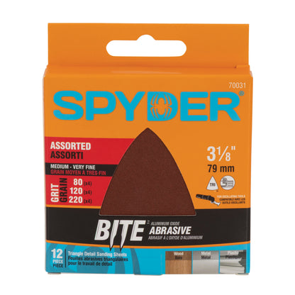 12-Piece 3-1/8" Assorted Aluminum Oxide Triangle Detail Sanding Sheets (80-120 Grit) Sanding