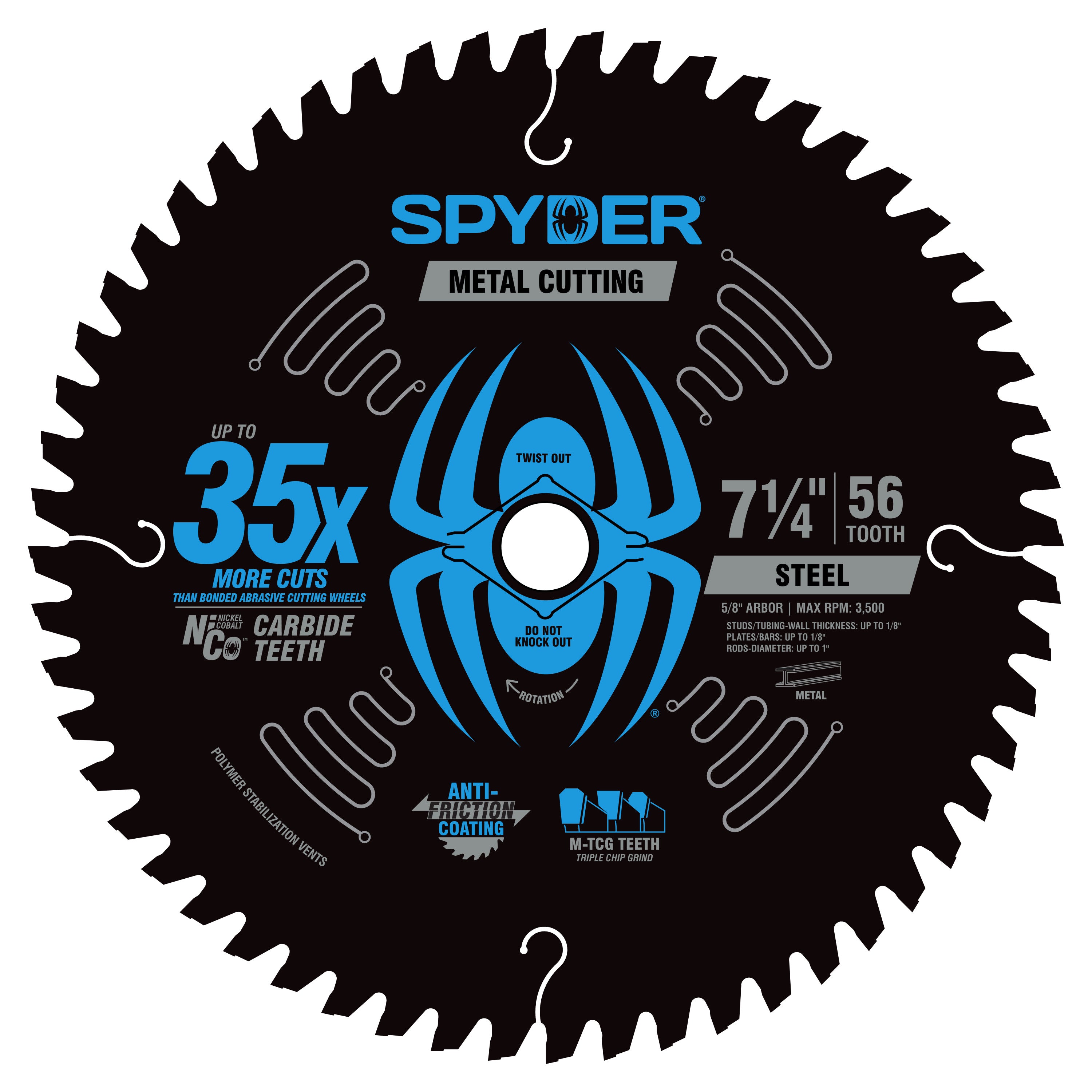 7-1/4" 56-Tooth TCT Steel Cutting Circular Saw Blade Tarantula™