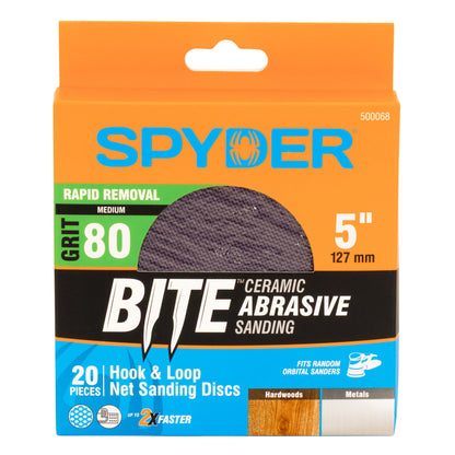5" 80 Grit Ceramic Net Hook & Loop Sanding Discs (20-Pack)